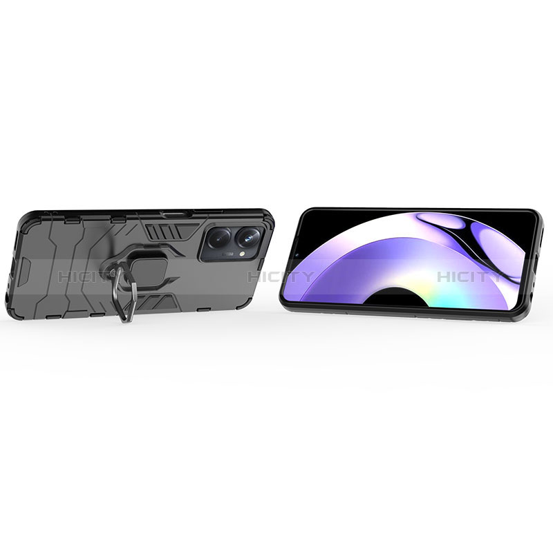 Custodia Silicone e Plastica Opaca Cover con Magnetico Anello Supporto KC1 per Realme 10 Pro 5G