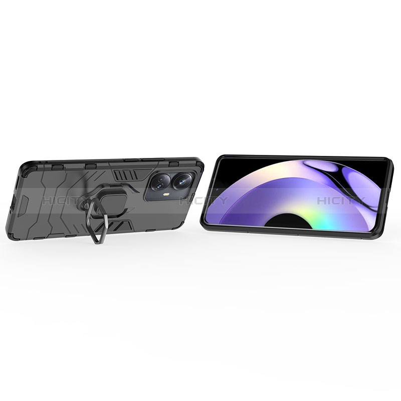 Custodia Silicone e Plastica Opaca Cover con Magnetico Anello Supporto KC1 per Realme 10 Pro+ Plus 5G