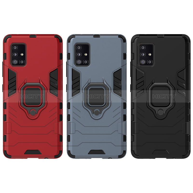 Custodia Silicone e Plastica Opaca Cover con Magnetico Anello Supporto KC1 per Samsung Galaxy A51 4G