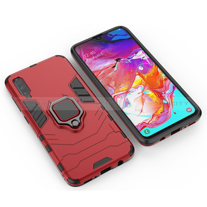 Custodia Silicone e Plastica Opaca Cover con Magnetico Anello Supporto KC1 per Samsung Galaxy A70