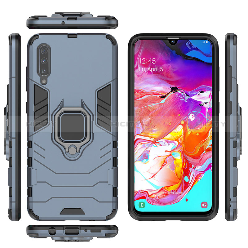 Custodia Silicone e Plastica Opaca Cover con Magnetico Anello Supporto KC1 per Samsung Galaxy A70S