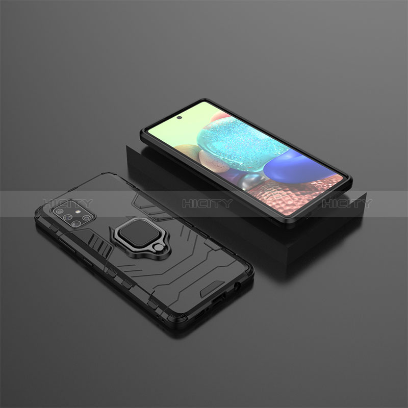 Custodia Silicone e Plastica Opaca Cover con Magnetico Anello Supporto KC1 per Samsung Galaxy A71 4G A715