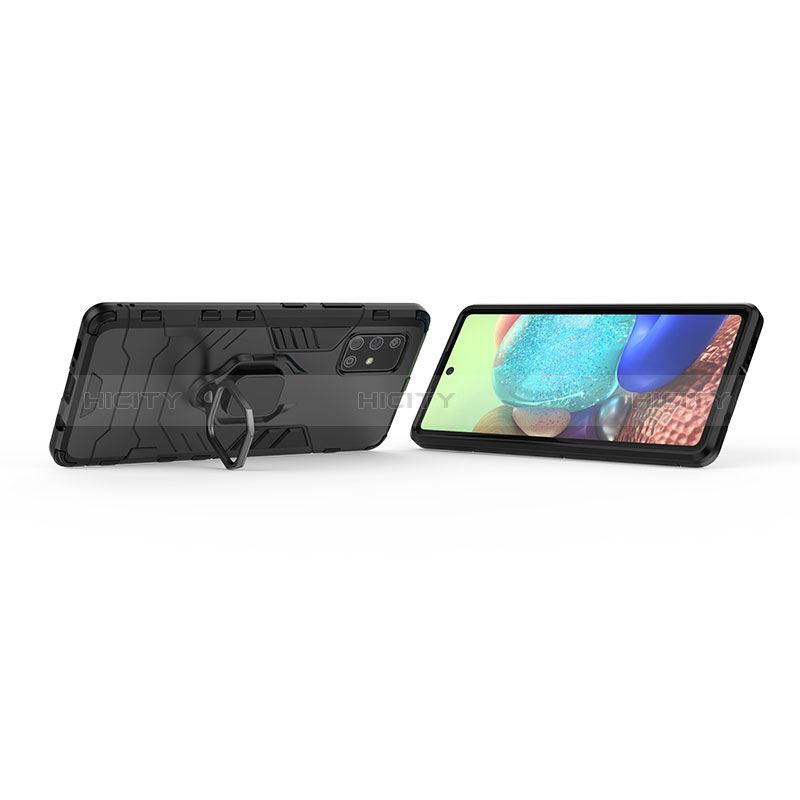 Custodia Silicone e Plastica Opaca Cover con Magnetico Anello Supporto KC1 per Samsung Galaxy A71 5G