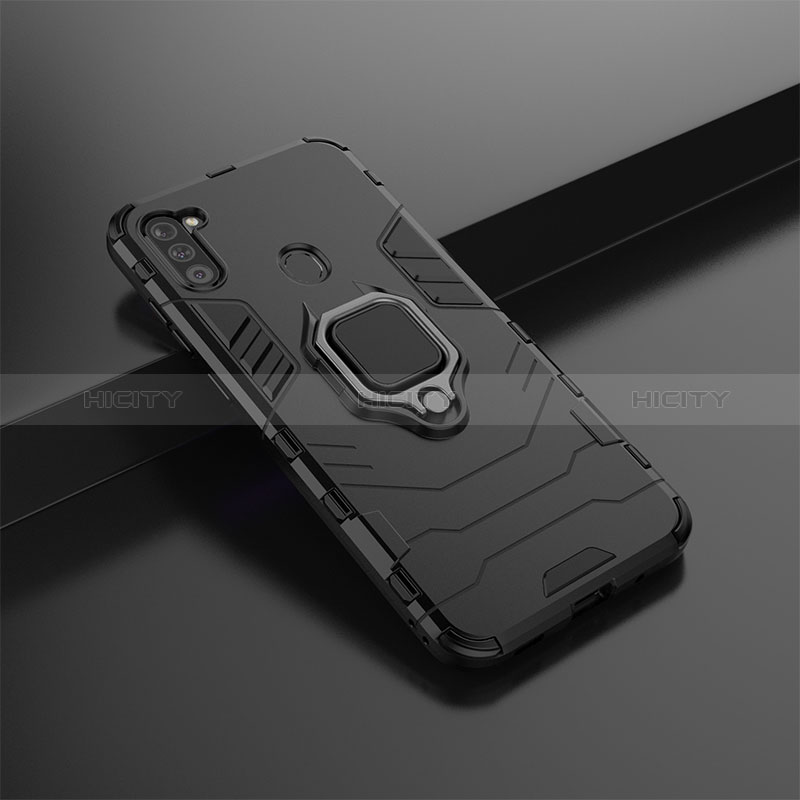 Custodia Silicone e Plastica Opaca Cover con Magnetico Anello Supporto KC1 per Samsung Galaxy M11