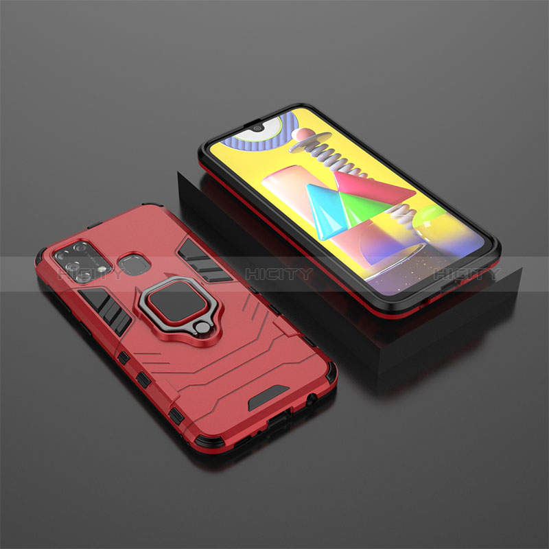 Custodia Silicone e Plastica Opaca Cover con Magnetico Anello Supporto KC1 per Samsung Galaxy M21s