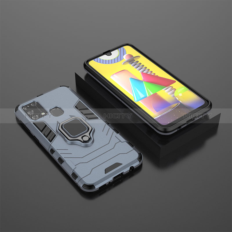 Custodia Silicone e Plastica Opaca Cover con Magnetico Anello Supporto KC1 per Samsung Galaxy M21s