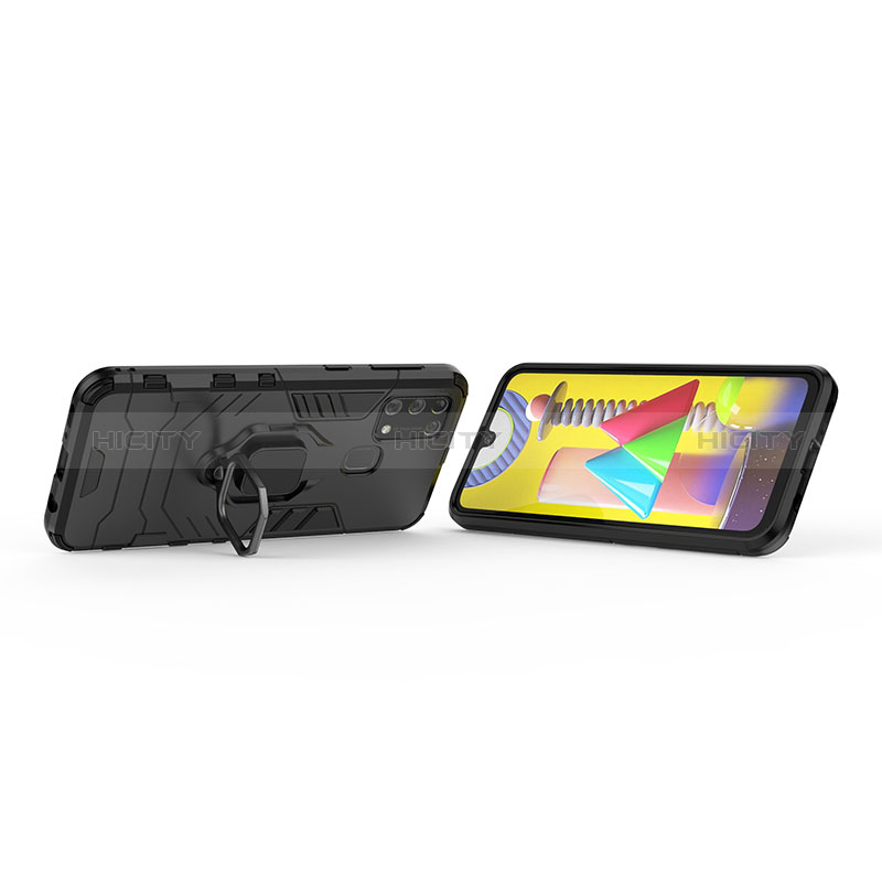 Custodia Silicone e Plastica Opaca Cover con Magnetico Anello Supporto KC1 per Samsung Galaxy M21s