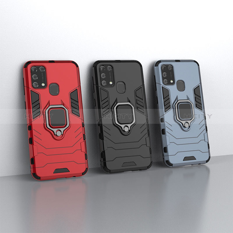 Custodia Silicone e Plastica Opaca Cover con Magnetico Anello Supporto KC1 per Samsung Galaxy M21s