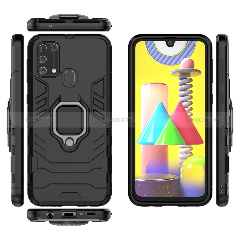 Custodia Silicone e Plastica Opaca Cover con Magnetico Anello Supporto KC1 per Samsung Galaxy M31 Prime Edition
