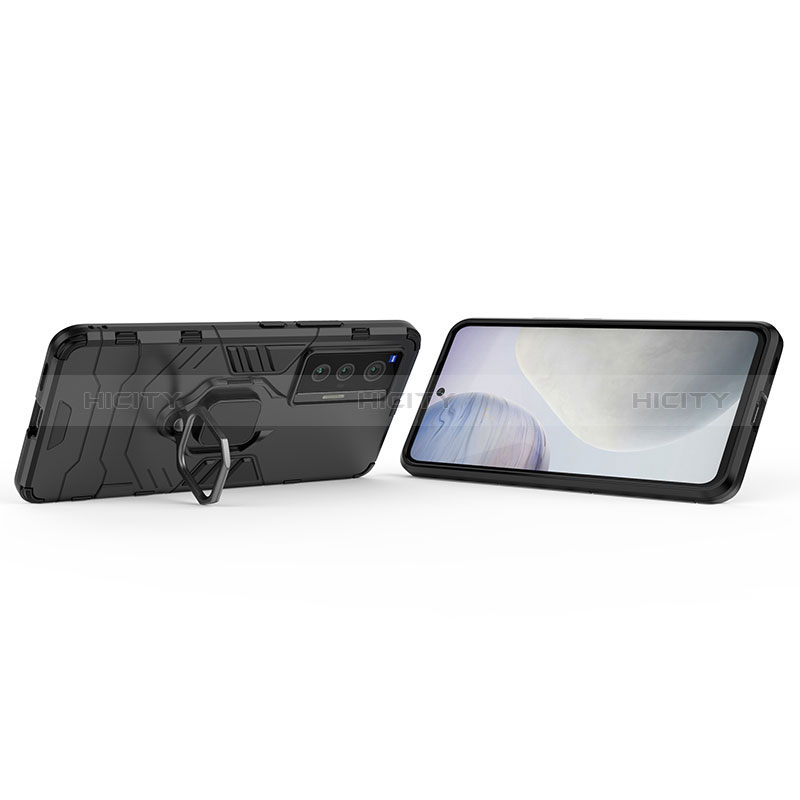 Custodia Silicone e Plastica Opaca Cover con Magnetico Anello Supporto KC1 per Vivo X70 5G