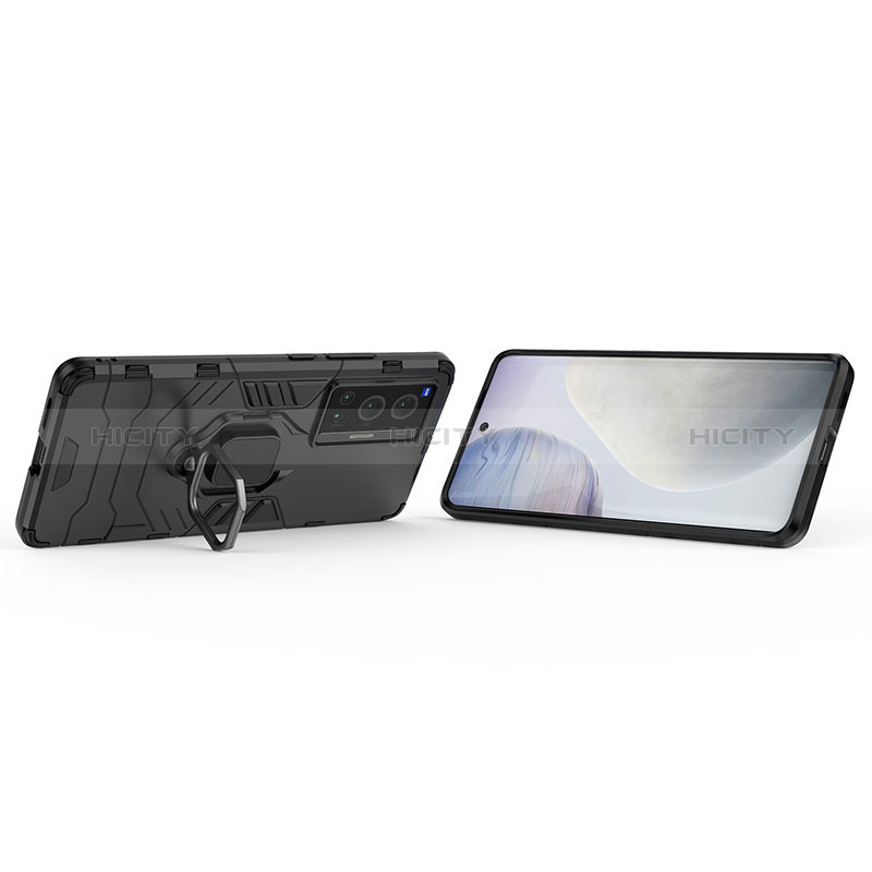 Custodia Silicone e Plastica Opaca Cover con Magnetico Anello Supporto KC1 per Vivo X70 Pro 5G