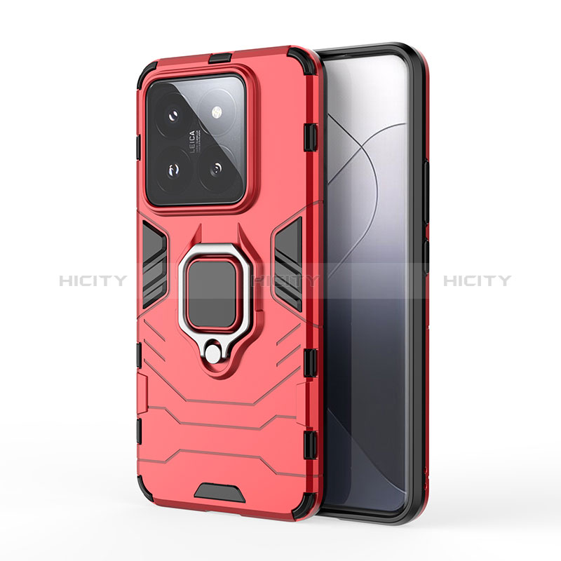 Custodia Silicone e Plastica Opaca Cover con Magnetico Anello Supporto KC1 per Xiaomi Mi 14 5G