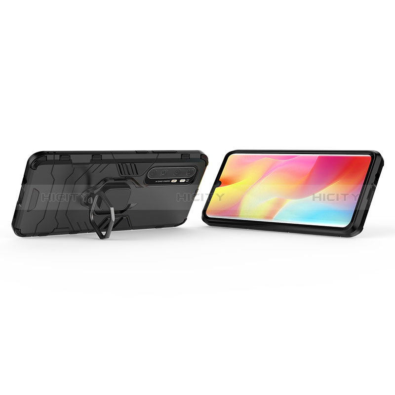 Custodia Silicone e Plastica Opaca Cover con Magnetico Anello Supporto KC1 per Xiaomi Mi Note 10 Lite