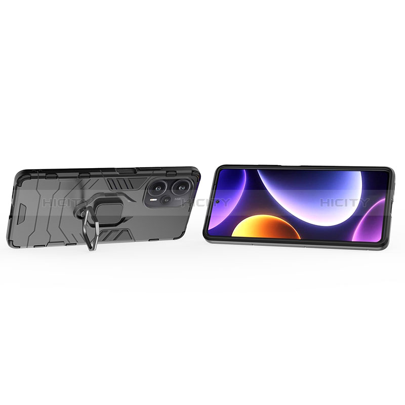 Custodia Silicone e Plastica Opaca Cover con Magnetico Anello Supporto KC1 per Xiaomi Poco F5 5G