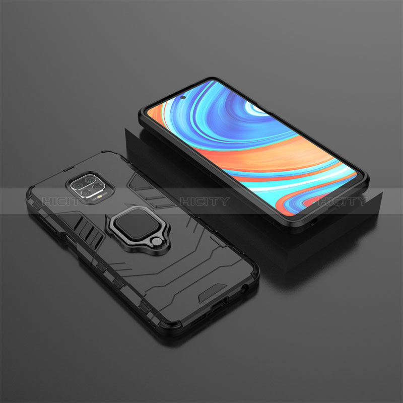 Custodia Silicone e Plastica Opaca Cover con Magnetico Anello Supporto KC1 per Xiaomi Poco M2 Pro