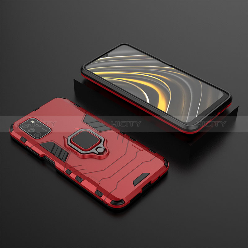 Custodia Silicone e Plastica Opaca Cover con Magnetico Anello Supporto KC1 per Xiaomi Poco M3