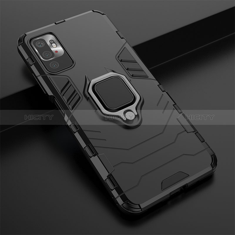 Custodia Silicone e Plastica Opaca Cover con Magnetico Anello Supporto KC1 per Xiaomi POCO M3 Pro 5G