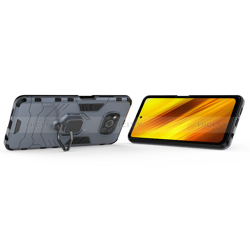 Custodia Silicone e Plastica Opaca Cover con Magnetico Anello Supporto KC1 per Xiaomi Poco X3 Pro