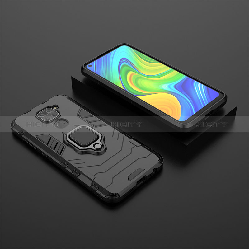 Custodia Silicone e Plastica Opaca Cover con Magnetico Anello Supporto KC1 per Xiaomi Redmi 10X 4G Nero