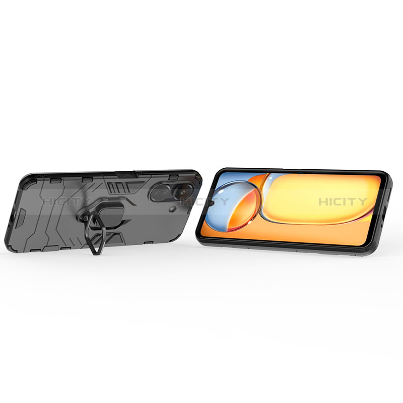 Custodia Silicone e Plastica Opaca Cover con Magnetico Anello Supporto KC1 per Xiaomi Redmi 13C