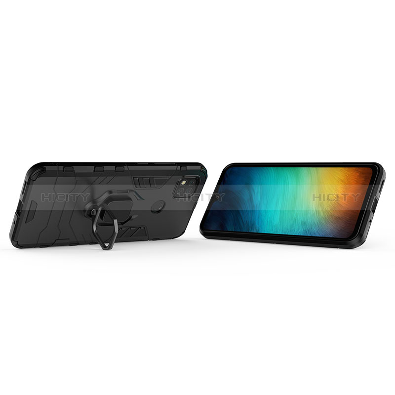 Custodia Silicone e Plastica Opaca Cover con Magnetico Anello Supporto KC1 per Xiaomi Redmi 9C