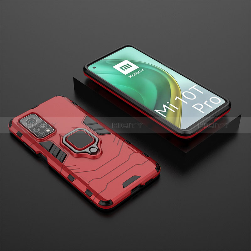 Custodia Silicone e Plastica Opaca Cover con Magnetico Anello Supporto KC1 per Xiaomi Redmi K30S 5G Rosso