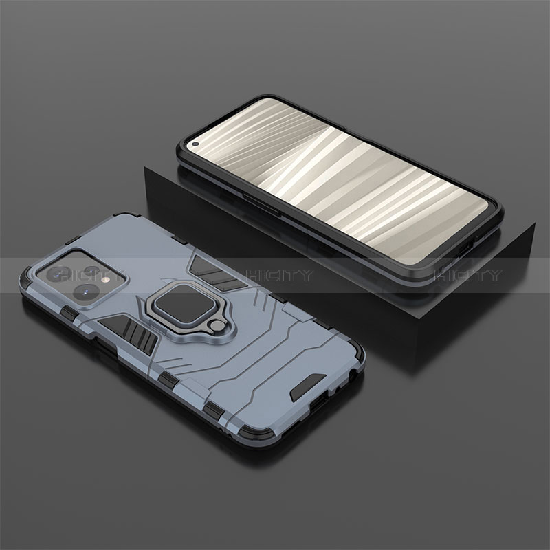 Custodia Silicone e Plastica Opaca Cover con Magnetico Anello Supporto KC2 per Realme 9 Pro 5G Blu