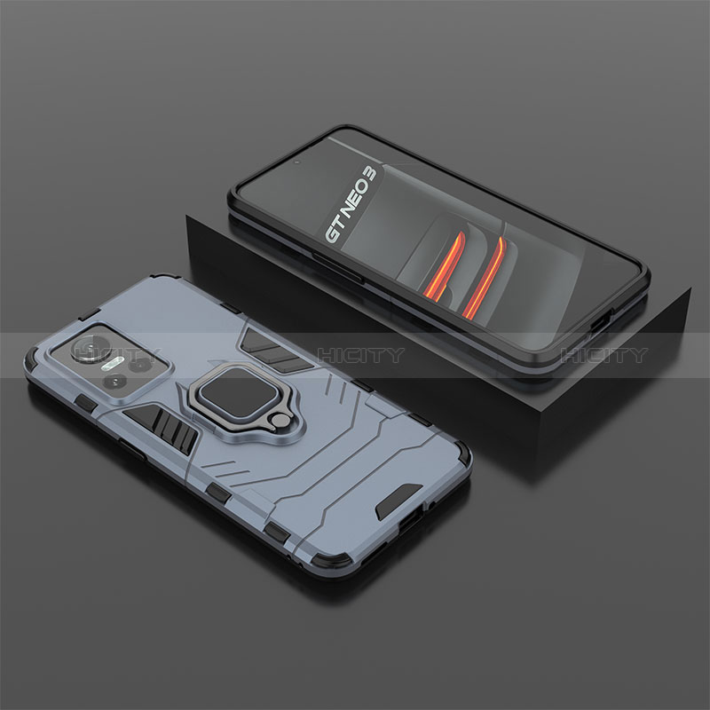 Custodia Silicone e Plastica Opaca Cover con Magnetico Anello Supporto KC2 per Realme GT Neo3 5G