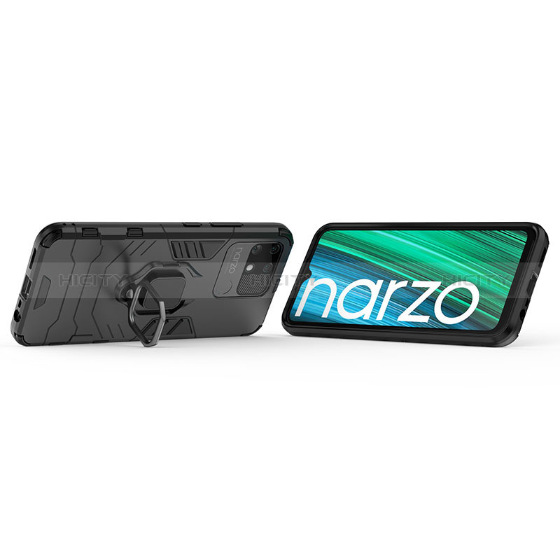 Custodia Silicone e Plastica Opaca Cover con Magnetico Anello Supporto KC2 per Realme Narzo 50A