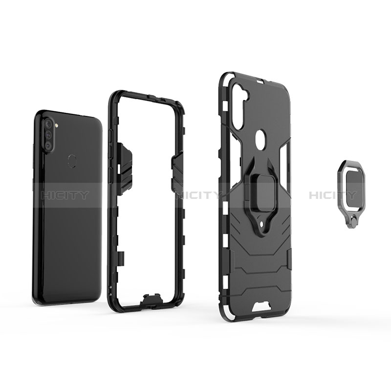 Custodia Silicone e Plastica Opaca Cover con Magnetico Anello Supporto KC2 per Samsung Galaxy A11