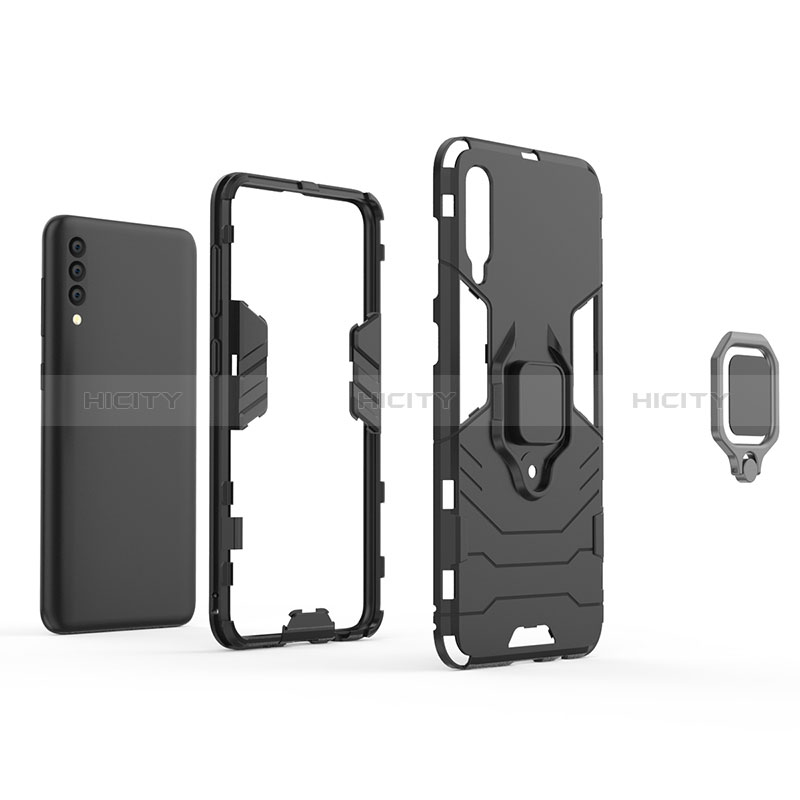 Custodia Silicone e Plastica Opaca Cover con Magnetico Anello Supporto KC2 per Samsung Galaxy A50