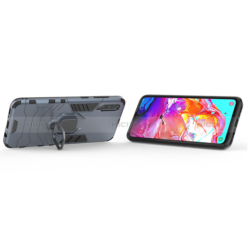 Custodia Silicone e Plastica Opaca Cover con Magnetico Anello Supporto KC2 per Samsung Galaxy A70