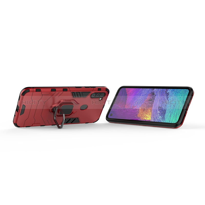 Custodia Silicone e Plastica Opaca Cover con Magnetico Anello Supporto KC2 per Samsung Galaxy M11