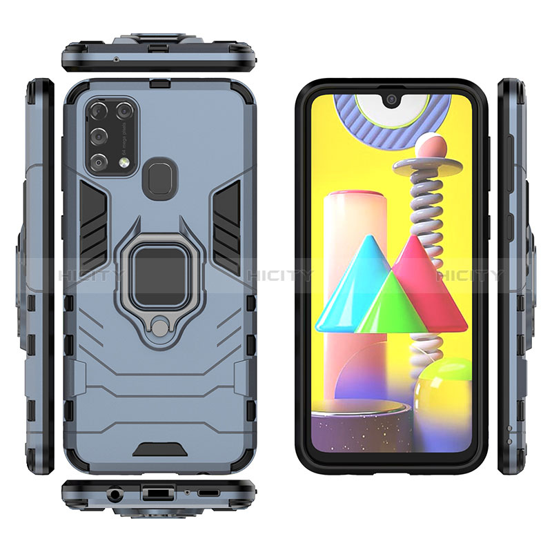 Custodia Silicone e Plastica Opaca Cover con Magnetico Anello Supporto KC2 per Samsung Galaxy M31