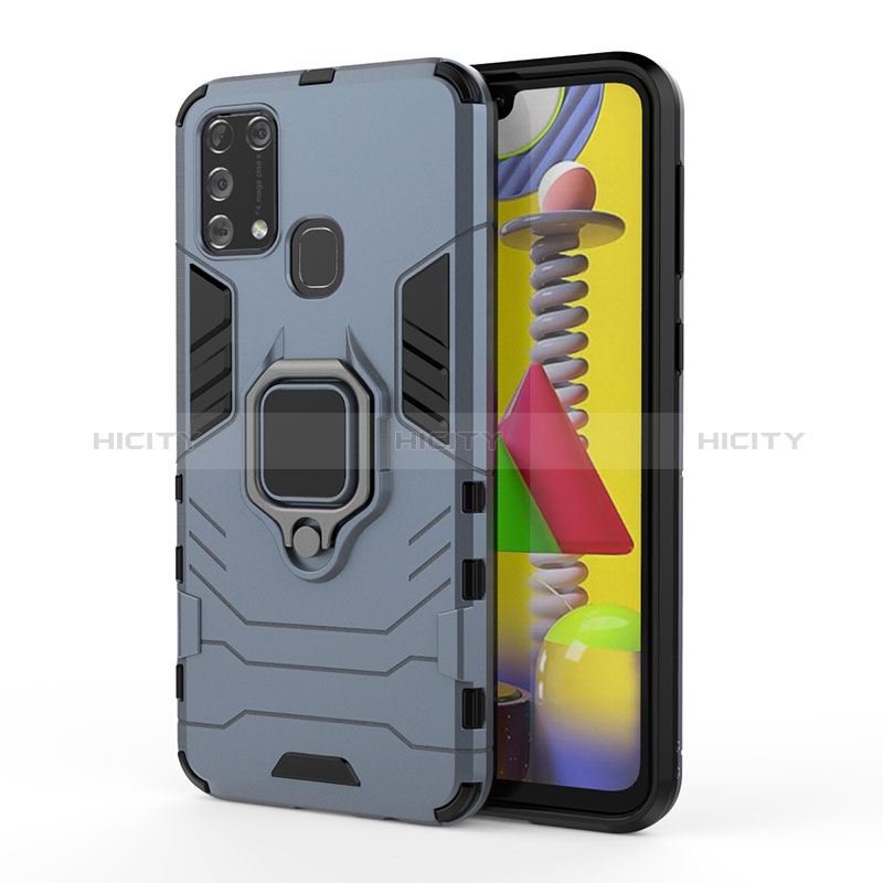 Custodia Silicone e Plastica Opaca Cover con Magnetico Anello Supporto KC2 per Samsung Galaxy M31 Prime Edition