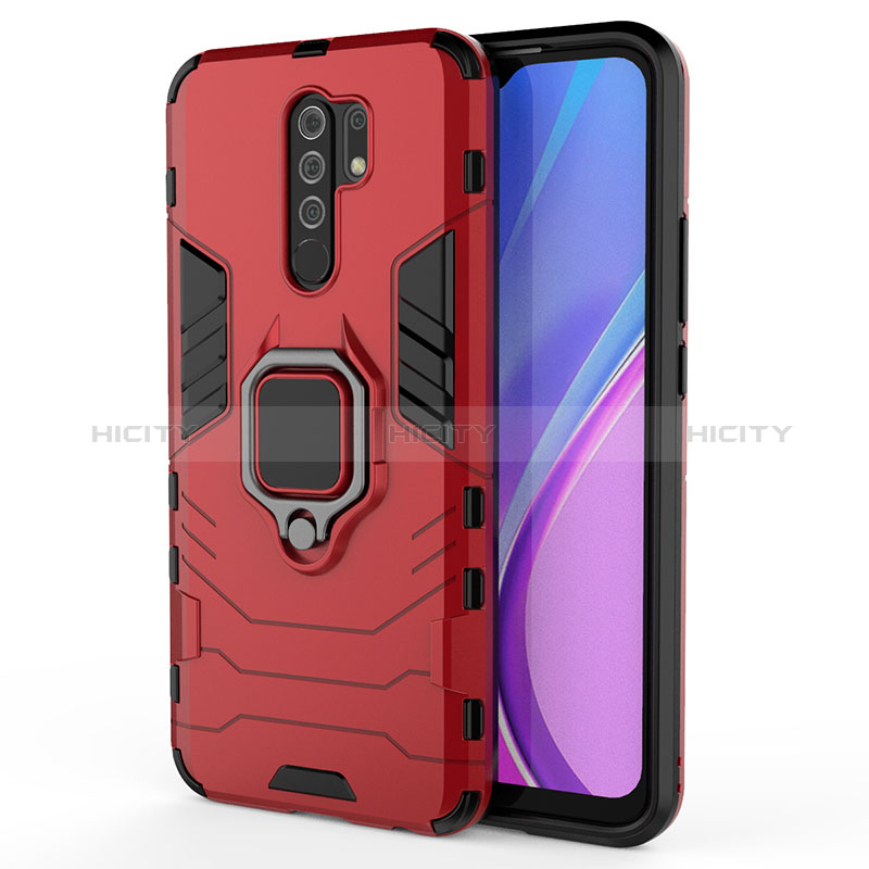 Custodia Silicone e Plastica Opaca Cover con Magnetico Anello Supporto KC2 per Xiaomi Redmi 9 Prime India