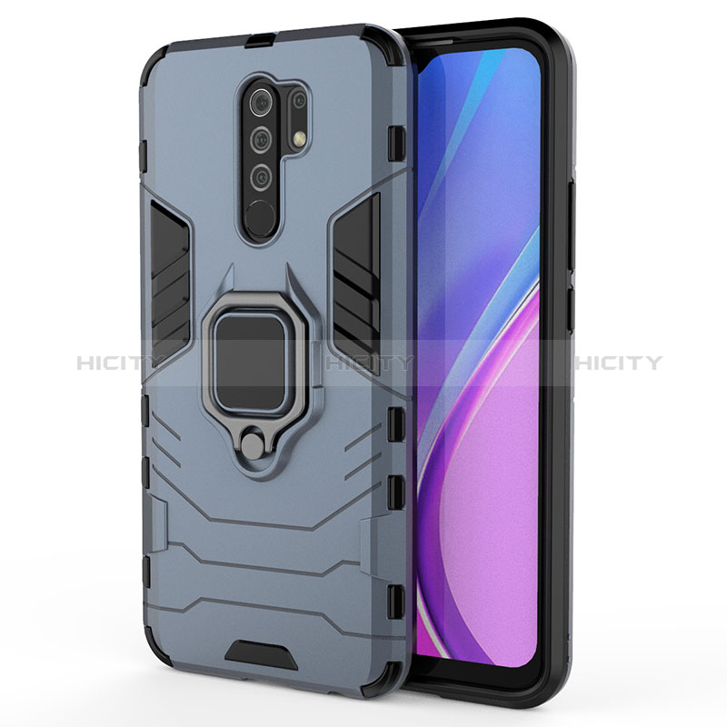 Custodia Silicone e Plastica Opaca Cover con Magnetico Anello Supporto KC2 per Xiaomi Redmi 9 Prime India