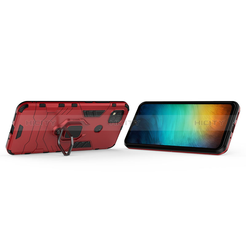 Custodia Silicone e Plastica Opaca Cover con Magnetico Anello Supporto KC2 per Xiaomi Redmi 9C NFC