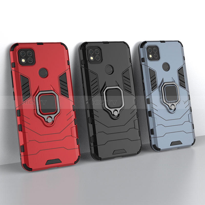 Custodia Silicone e Plastica Opaca Cover con Magnetico Anello Supporto KC2 per Xiaomi Redmi 9C NFC