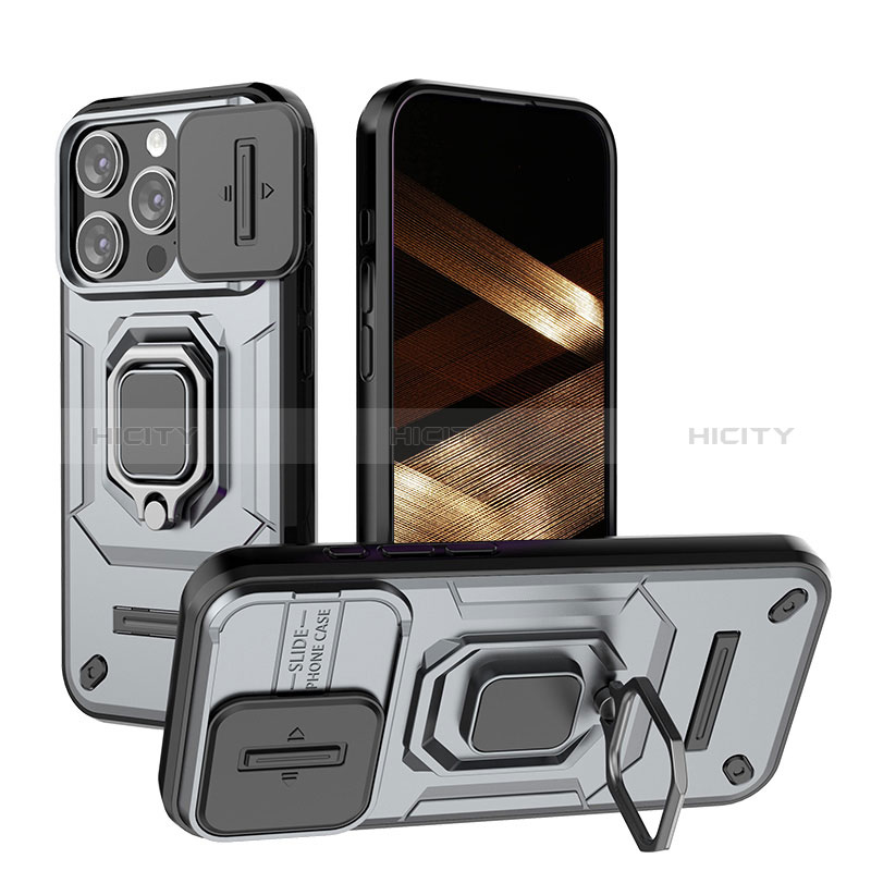 Custodia Silicone e Plastica Opaca Cover con Magnetico Anello Supporto KC3 per Apple iPhone 13 Pro Max