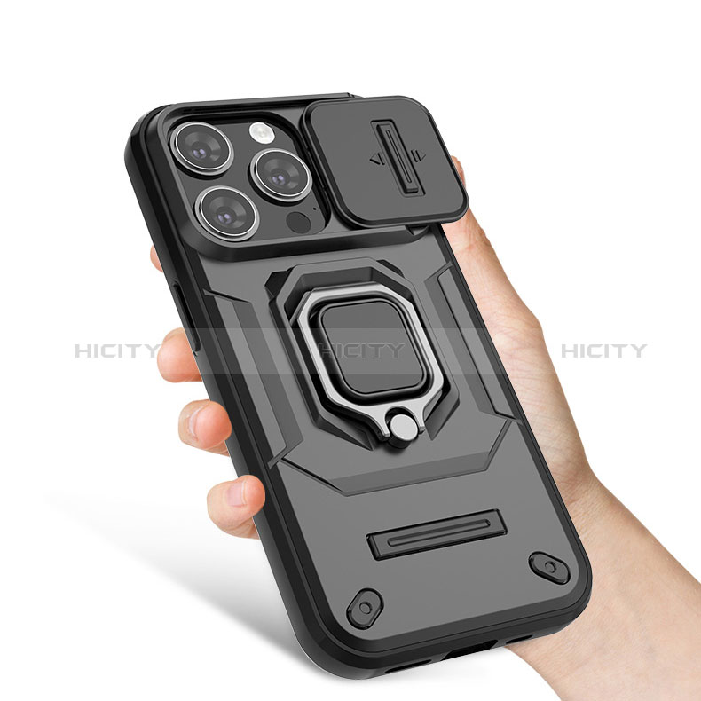 Custodia Silicone e Plastica Opaca Cover con Magnetico Anello Supporto KC3 per Apple iPhone 13 Pro Max
