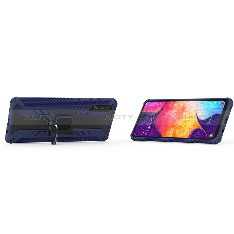 Custodia Silicone e Plastica Opaca Cover con Magnetico Anello Supporto KC3 per Samsung Galaxy A50