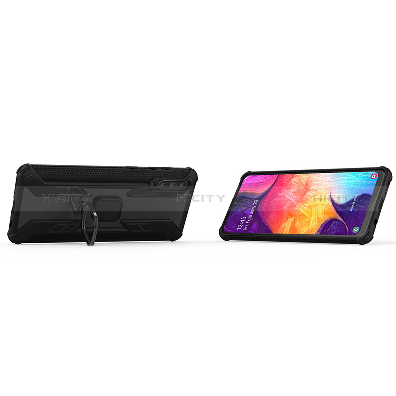 Custodia Silicone e Plastica Opaca Cover con Magnetico Anello Supporto KC3 per Samsung Galaxy A50