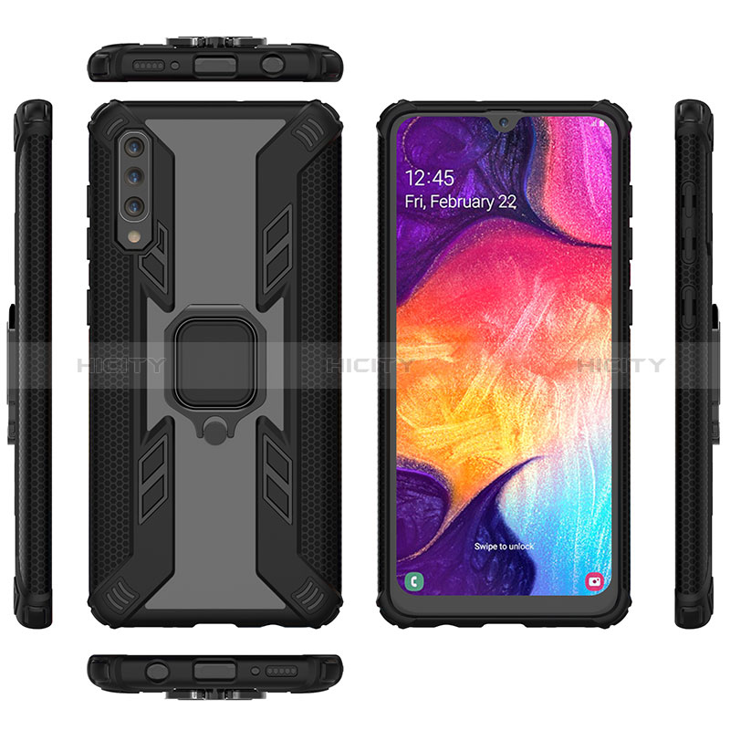 Custodia Silicone e Plastica Opaca Cover con Magnetico Anello Supporto KC3 per Samsung Galaxy A50S