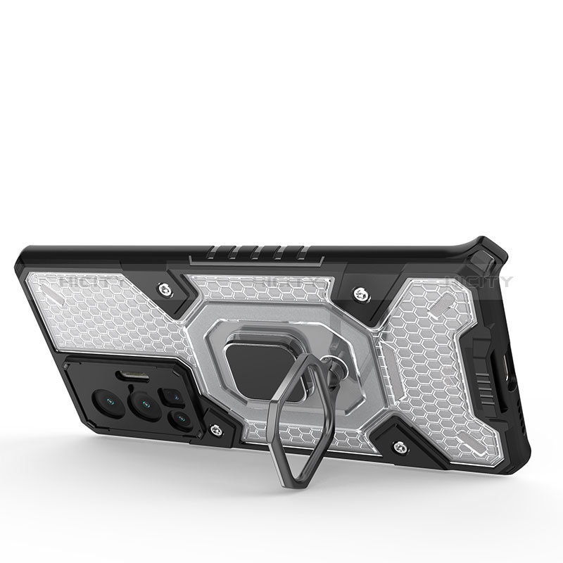 Custodia Silicone e Plastica Opaca Cover con Magnetico Anello Supporto KC3 per Vivo X70 Pro 5G