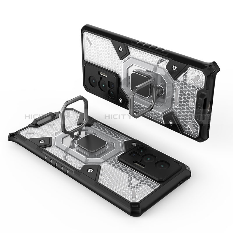 Custodia Silicone e Plastica Opaca Cover con Magnetico Anello Supporto KC3 per Vivo X70 Pro 5G