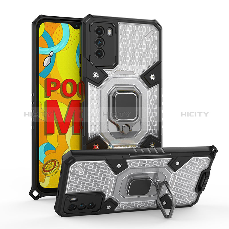 Custodia Silicone e Plastica Opaca Cover con Magnetico Anello Supporto KC3 per Xiaomi Poco M3