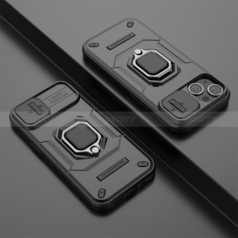 Custodia Silicone e Plastica Opaca Cover con Magnetico Anello Supporto KC4 per Apple iPhone 13