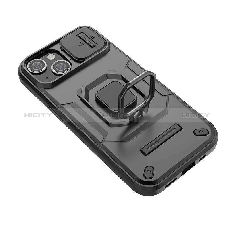 Custodia Silicone e Plastica Opaca Cover con Magnetico Anello Supporto KC4 per Apple iPhone 15