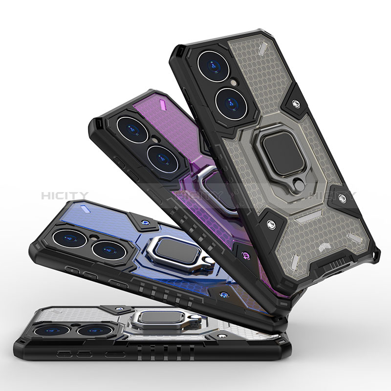 Custodia Silicone e Plastica Opaca Cover con Magnetico Anello Supporto KC4 per Huawei P50 Pro